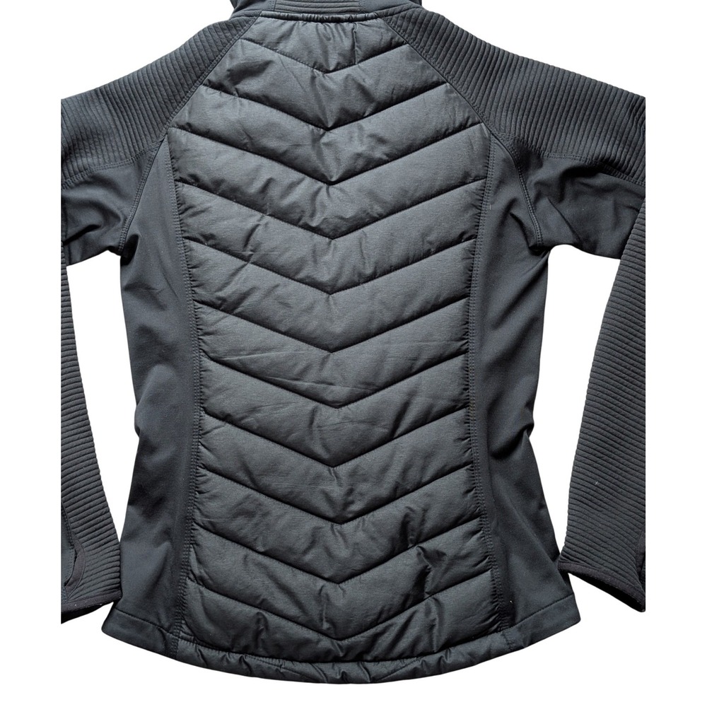 H&M Sport Quilted Hooded Jacket S Black Athletic Zip Up Thumbholes Activewear - Picture 11 of 13